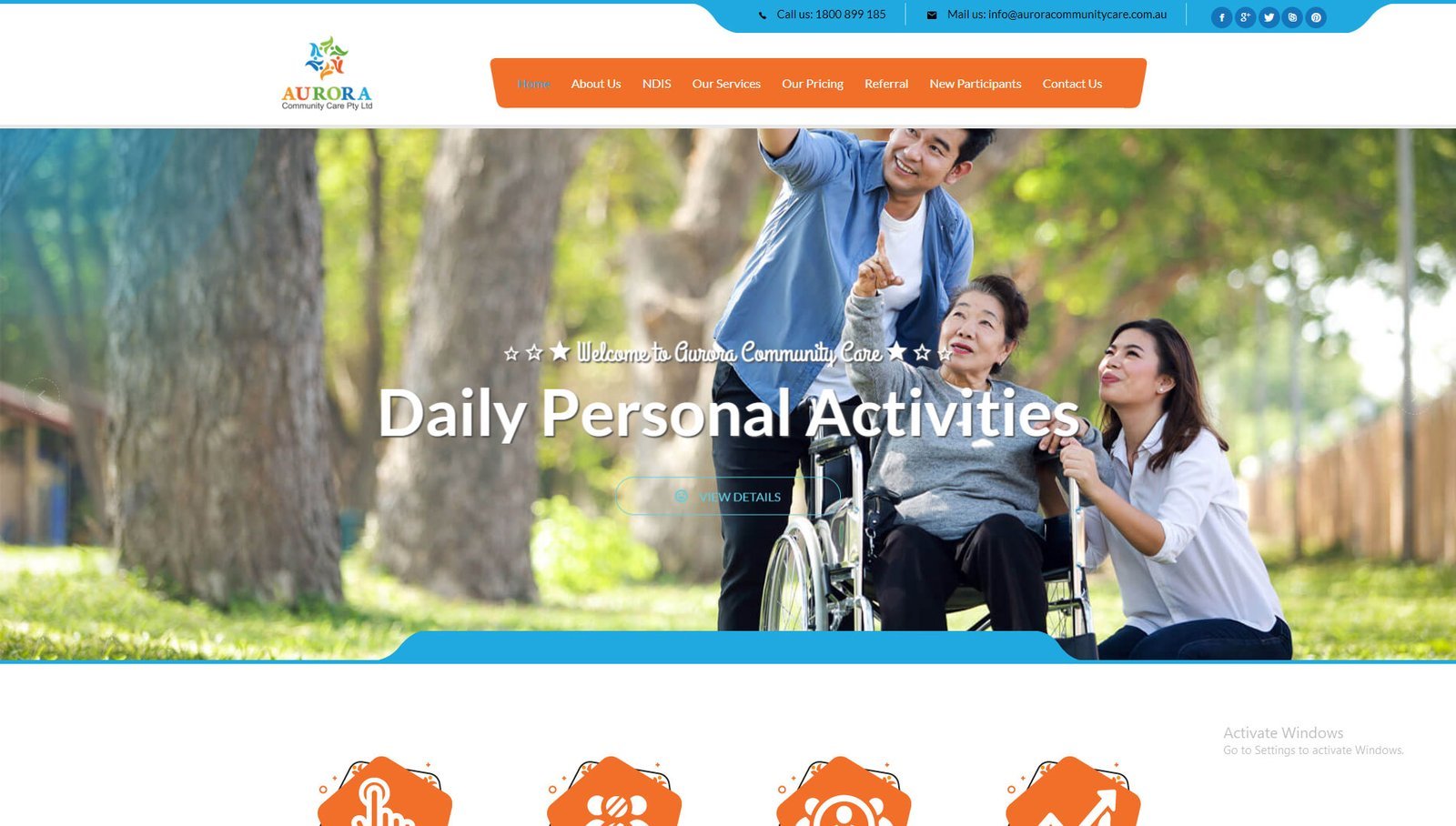 Aurora Community Care website homepage