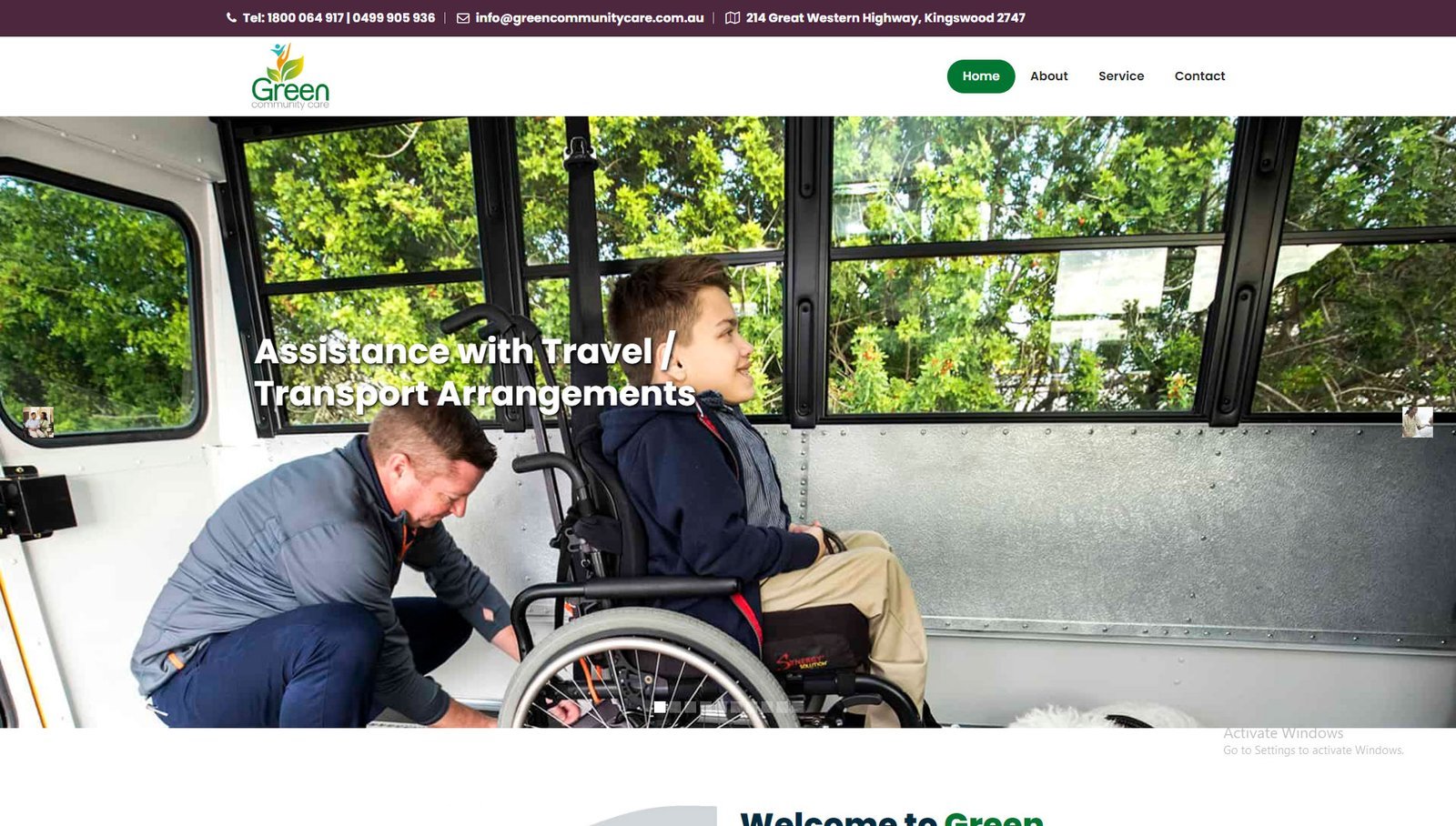 Green Community Care website homepage