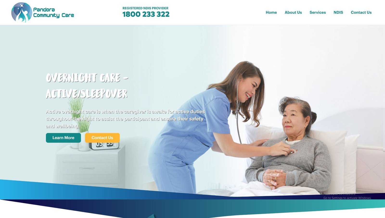 Pandora Community Care website homepage
