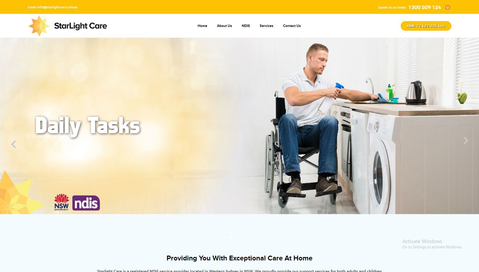 Star Light Care website homepage